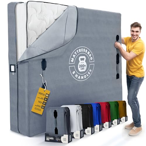 Mattress Bags for Moving with 8 Handles - Cali King Size - Extra-Thick Mattress Bag for Moving - Reusable Mattress Storage Bag - Mattress Cover for Moving with Zipper Moving Mattress Bag Protector