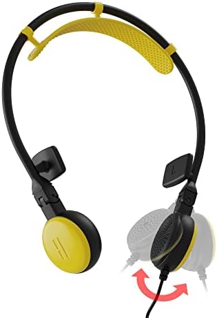 Bengdii Bee Off Ear Headphones, Max Comfort Ear Speakers, Noncontact Earpieces, Lightweight Open Ear Headsets, Microphone, 3.5mm Jack for School/Teens/Kids/Phone/Tablet/Laptop, Korean Made, Yellow