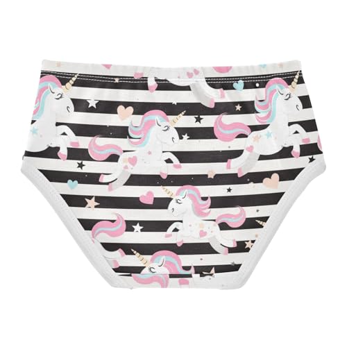 Wusikd Cute Unicorns Girls' Underwear Cotton Black White Stripes Girls Briefs Soft Toddler Underwear 2T2