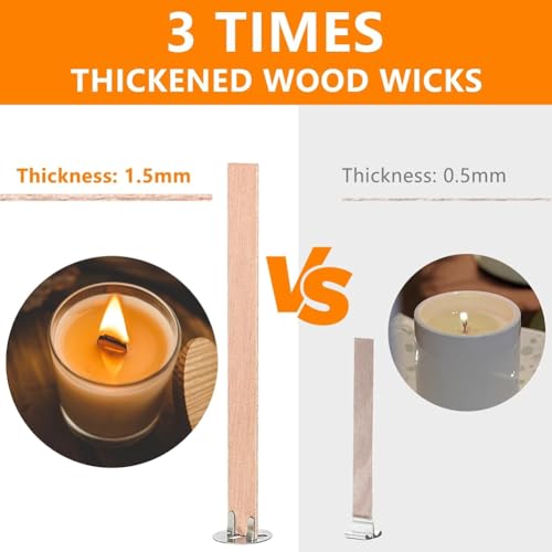 120 mechas de madera gruesa para velas 5.1x0.5 pulg miniatura 5