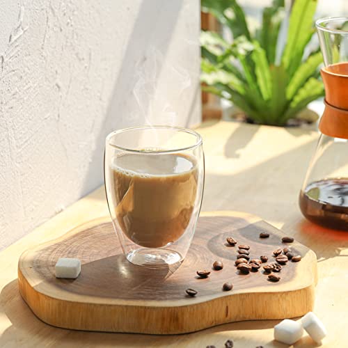 Comsaf 12 Oz/8 Oz Glass Coffee Mugs Set Of 4, Double Walled Glass Cups For Cafe Latte Milk Juice Clear Glass Tea Cup Set Glassware Gift For Christmas Birthday #TOP2
