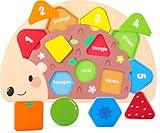 Montessori Puzzle Toys for 1 2 3 Year Old Boys Girls - Wooden Puzzles Jigsaw Peg Board Educational Toys - Colour Sorting, Stacking & Plugging Toys Birthday Gifts for 1-2-3 Year Old Toddler Present