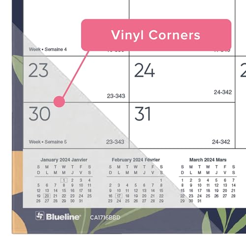 Blueline® Academic Monthly Desk Pad Calendar, 18 Months, July 2024 to December 2025, 22" x 17", Blossom Design, Bilingual (CA1716BBD-25) by BLUELINE - Image 4