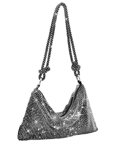 Image of TINDTOP Rhinestone Evening Bag, Clutch Purse Women Sparkly Mini Handbags, Cross Body Hobo Bag for Cocktail Party Wedding