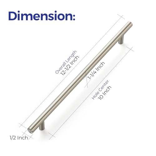 Image of Ravinte 12-1 /2 Inch Cabinet Handles Brushed Nickel Stainless Steel Kitchen Cupboard Hardware Cabinet Handles 10 inch Hole Center 10 Pack