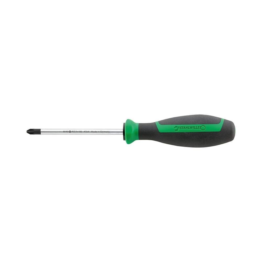 Stahlwille 46403002 Cross-Head Phillips Screwdrivers DRALL+, Size PZ 2, use for POZIDRIV/SUPADRIV Screws, Black Tips, Chrome Alloy Steel, Length 215mm, Weight 89g, Made in Germany