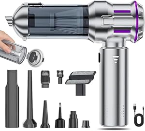 VXVUIYOR Handheld Vacuum Cleaner, Car Vacuum Cleaner cordless, 3-speed adjustment, Powerful 15000Pa cyclone suction, Portable and rechargeable, Wet and Dry for for Pet Hair Vehicle Home Office