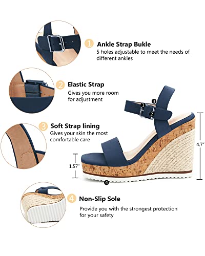 Women's Espadrille Wedge Platform Sandals Open Toe Ankle Buckle Strap Casual Summer Shoes2