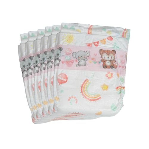 Heless 6375 Lot de 6 Couches pour poupée avec imprimé coloré pour Enfants, Fermeture Velcro réutilisable, Taille 28-35 cm