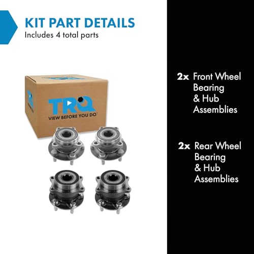 Image of TRQ 2 Piece Front Rear Wheel Bearing and Hub Assembly Set Front and Rear