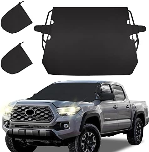 Rilsen Windshield Sun Cover for Toyota Tacoma 2016-2021 Summer Car Sunscreen with Side Mirrors Cover All Weather Winter & Summer Front Window Automotive Covers Sun & Snow-Shade