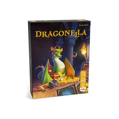 HABA Dragonella - Juego de Cartas de Dragones y Caza del Tesoro para Familias, con Ritmo y Táctica para 2-5 Jugadores desde los 5 Años
