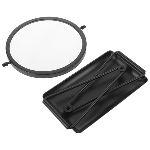 Espejo de maquillaje negro con giro de 360 grados y organizador integrado 2