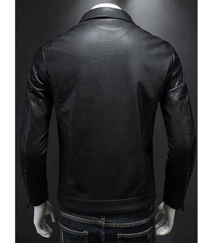 INVACHI Leather Jacket Men Lightweight Faux Leather Motorcycle Biker Jacket Vintage Slim Fit Stand Collar Casual Jacket2