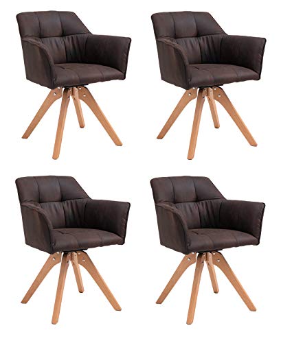 SAM 4er Set Armlehnstuhl Klipper, drehbar, Stoffbezug in brauner...