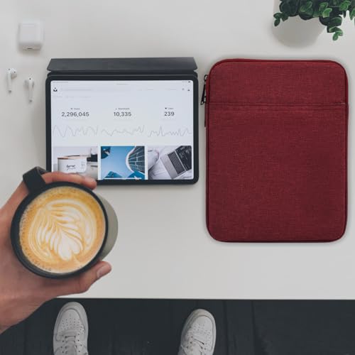 Image of Tablet Sleeve Bag for 2025 11 inch iPad A16, 11 inch iPad Air M3 M4 / 10.9 inch iPad 10th / Pro 11 M4, Galaxy Tab A8 10.5 inch Case Pouch, Fit Apple Smart Keyboard, Wine Red