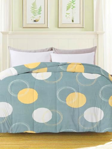 Image of HOMEKART 220 GSM Premium Reversible Microfiber AC Comforter for Single Bed | Soft, Lightweight & Breathable All-Season 3-Layer Quilted Blanket (150 cm x 225 cm, Polkadot, Grey and White)