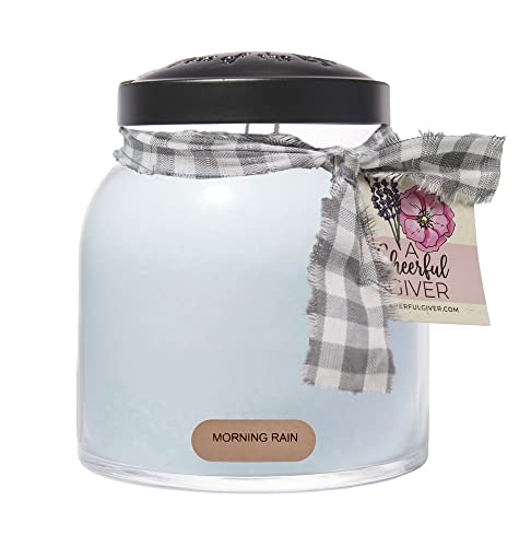 A Cheerful Giver - Morning Rain - 34Oz Papa Scented Candle Jar With Lid - Keepers Of The Light - 155 Hours Of Burn Time, Gift For Women, Blue #TOP8