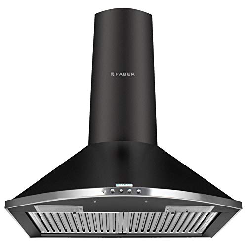 Image of Faber 60 cm 1095 m /HR Pyramid Kitchen Chimney (HOOD TENDER 3D BK T2S2 LTW 60, 2 Baffle Filters, Black)