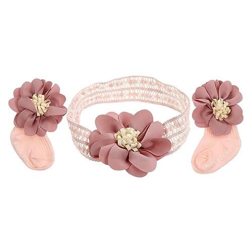 RORPOIR Flower Headband Socks Set Newborn Girl Adorable Dress up Accessory Soft Warm