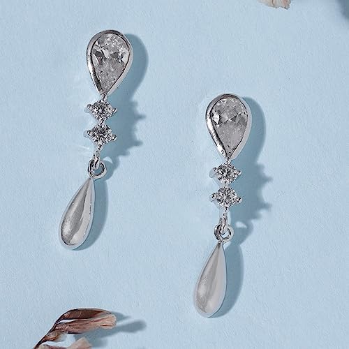 Women's 925 Sterling Silver Circular CZ Solitaire Drop Dangler Earrings