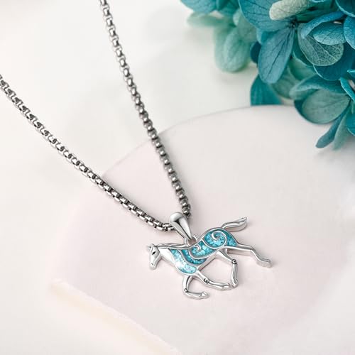 Animal Necklace 925 Sterling Silver Turquoise Horse/Hummingbird/Butterfly/Dragonfly/Phoenix/Turtle/Cowgirl Hat/Owl Pendant Jewelry Gifts for Women Men4