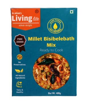 Dr.Athani's Living Lite Millet BisibeleBath Mix Ready to Cook Natural Millets Makes Tasty Dish 400 grams Pack of 2