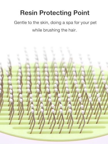 Image of Cat Brush, Gemnbo Cat Brush with Release Button, Dog Brush for Shedding Self Cleaning with 140 Bent Curved Massage Needles, Pet Grooming Kit for Cats and Dogs