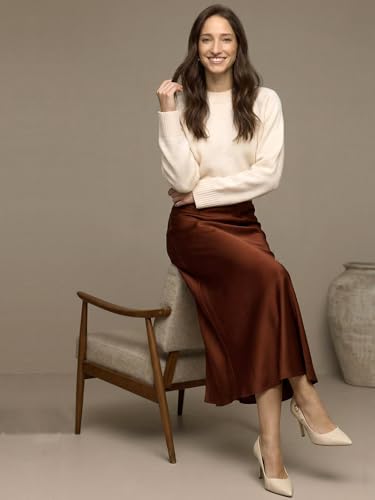 Image of ADDYVERO Premium Satin Finish Flowy A-Line Fit Midi Skirt for Women