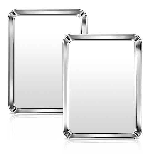 Backblech 2er Set, HaWare Edelstahl Kuchenblech Ofenblech, Rechteckig Fettpfanne Backofen für Backen Braten Servieren, 31,6x24,6x2,5 cm, Ungiftig & Gesund, Rostfrei & Spülmaschinenfest