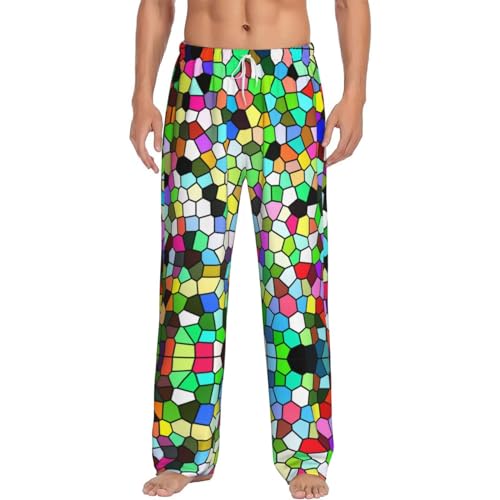 Colorful Tie Dye Stained Glass Mens Pajama Pants Comfy Lounge Pjs Pants Casual Pajama Bottoms
