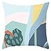 EHOMERY Housse De Coussin Moderne Taie d'oreiller Fille Peinture Abstraite Motif Géométrique Irrégulier Soie Housses Oriental Traversin Décoration Bleu Clair Vert Rose 16X16 inches
