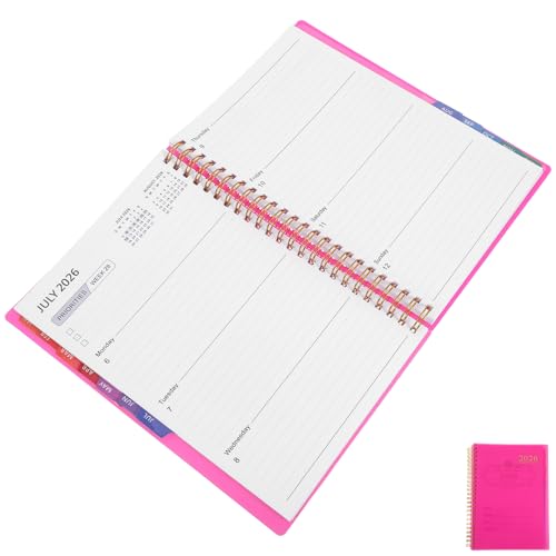 WOONEKY Agenda 2026 A5 Rose – Agenda Journalier Hebdomadaire et Mensuel Pages de Notes Carnet de Planification Scolaire et Professionnel pour Enseignants et Étudiants