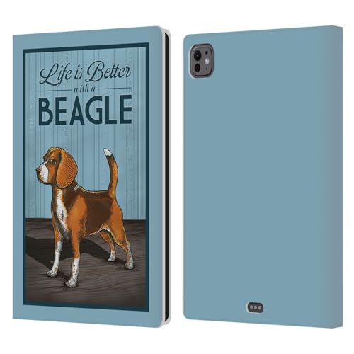 Coque cuir iPad Pro 11 M4 2024 portefeuille Lantern Press Chien Courant Head Case