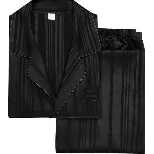 SIHA Mens Pajamas Set Satin Sleepwear Long Sleeve Loungewear Button-Down Pajamas for Men S-4XL3