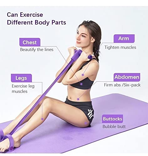 21 Fitness Resistance Bands-4 Tube Pedal Ankle Puller - 2023 New Sit Up Leg Stretch Rope Exercise Bands With Handles, Stretching Workout Fitness Bands For Arm Weights Exercise Equipment (Purple) #TOP2