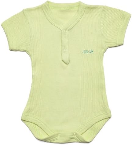 Kid U Not Baby Fine Ribbed Short Sleeve Henley Onesies. (1 (6-12 Months), Green)