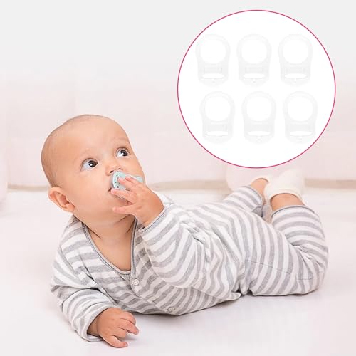 Silikon-Knopf-Ring, 6 Stück Schnuller Adapter,Silikon Baby Dummy Schnuller Halter Clip Adapter Ring für Schnuller, Silikon-Knopf-Ring (Transparente Farbe)