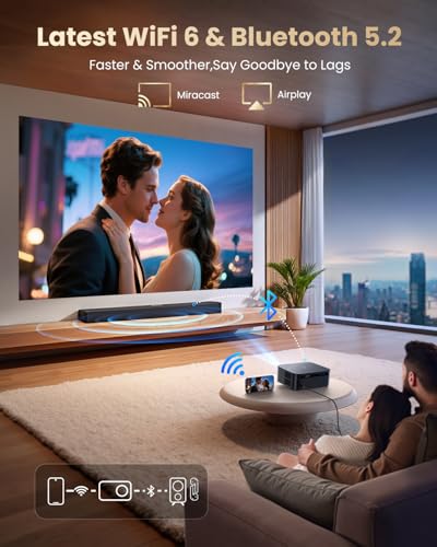 【Bundled with Google TV Stick/4K Supported】Smart Projector with WiFi & Bluetooth, Outdoor & Home TV Movie Projectors with Voice Control, Auto Focus & Keystone, Compatible with Netflix Proyector WiMiUS - image 6