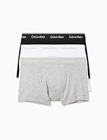 Calvin Klein Men's Cotton Classics Trunks - 3 Pack, White/Black/Grey Heather, X-Large