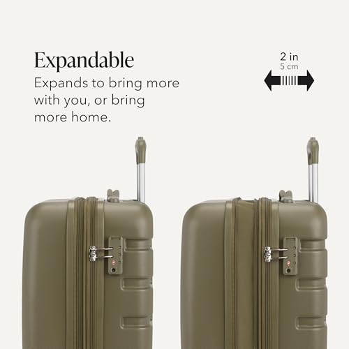 Image of SWISSGEAR Signature Hardside Expandable Carry-On Spinner Luggage, ABS Construction, TSA-Friendly Lock, and Built-In Cupholder, White, 19-Inch, Olive Branch, Carry-On 19-Inch, Signature Hardside