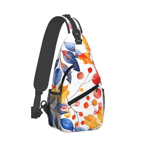 Mochila tipo sling con patrón hojas otoño unisex ligera miniatura 2