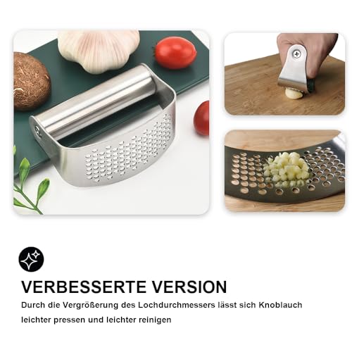 Garlic Press Rocker Mincer Stainless Steel Improved Garlic Crusher Garlic Slicer Dishwasher Safe Innovative design, kitchen helper, easy to use and clean - Image 4