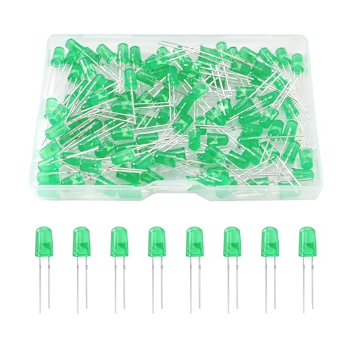 YIXISI 100 Piezas 5mm LED Diodo Emisor, 2 Pin Diodos Emisores, LED Diode Cabeza Redonda, Verde