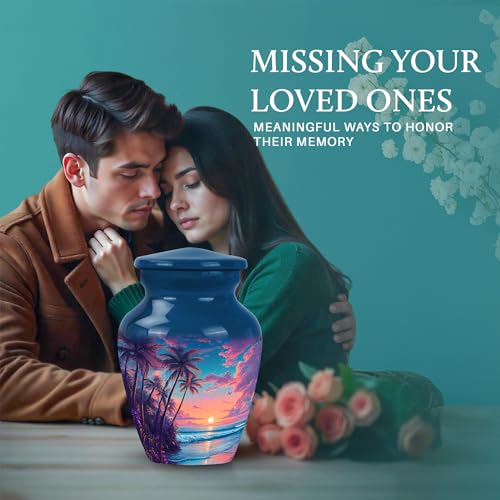 Image of Beach Urn - Human Remains Urn - 3 Inch - Pack of 4 - Miniture Urns for Mom & Dad - Funeral Cremation Urns for Ashes - Burial Decorative for Mom & Dad