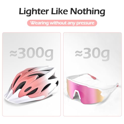 Image of Odoland Adult Bike Helmet with Cycling Sunglasses Set for Men & Women | Safety Certified Bicycle Helmet, UV Protection Glasses, Adjustable Dial for Mountain, Urban, Skating, Road, City Commuting