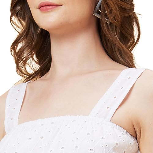 Image of Globus Women White Self Design Schfilli Top