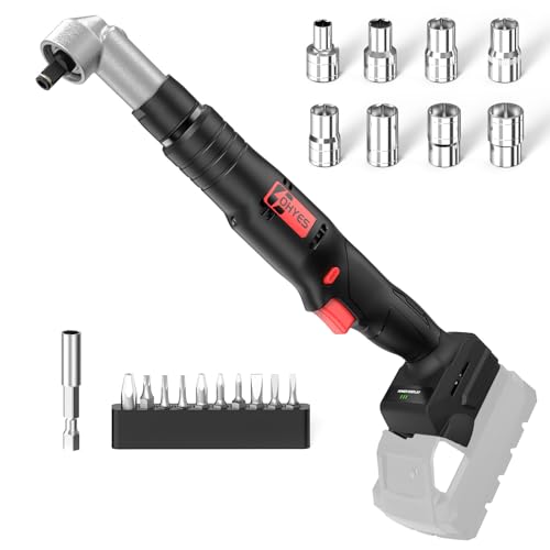 Cordless Right Angle 1/2'' Impact Wrench + 1/4''Driver fit for Milwaukee 18V Battery 6 Variable Speeds 360 Degree Adjustable Head For Auto Service Plumbing & DIY Projects(Battery not included)