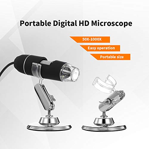 Festnight Microscópio Digital portátil 50X a 1000X Zoom HD Microscópio 3 em 1 Lupa USB 8 Luzes LED P