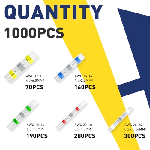 image for haisstronica 1000PCS Solder Seal Wire Connectors,Marine Grade Heat Shr